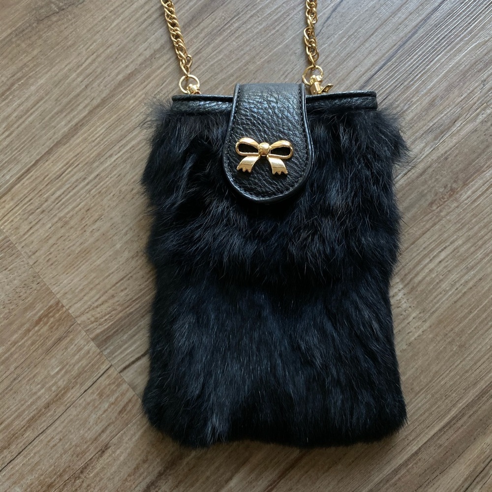 Black fur crossbody